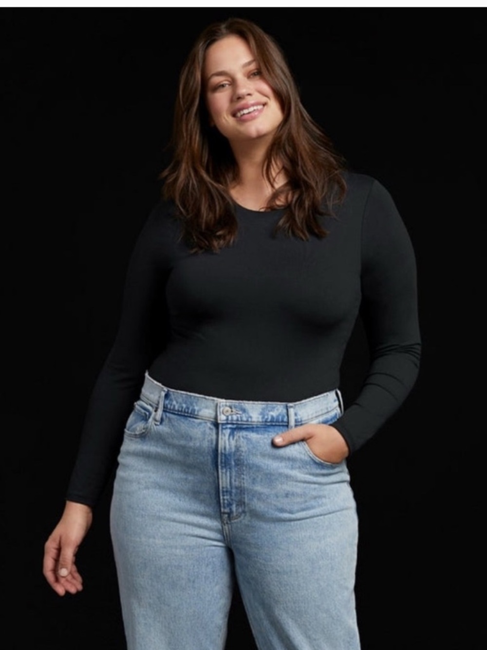 nuuds Black Long-Sleeve Seamless Crewneck Top Size XXXL